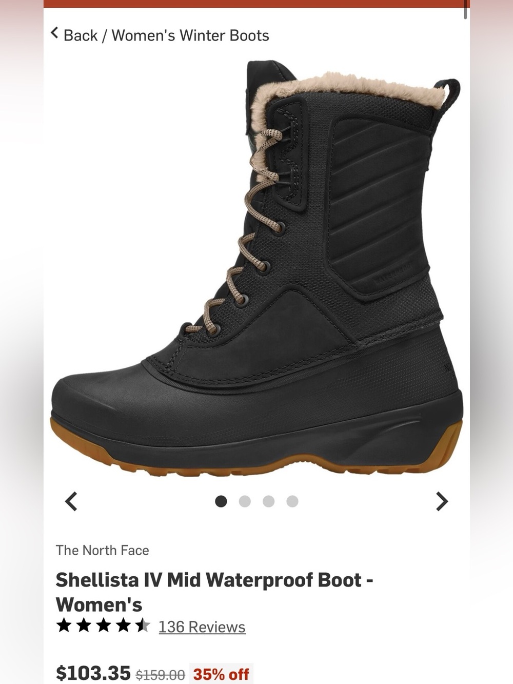 The North Face Shellista IV Mid Waterproof Boot - Women's, Black/Tan size 9.5